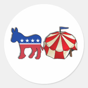 Democrat Donkey Circus Runder Aufkleber