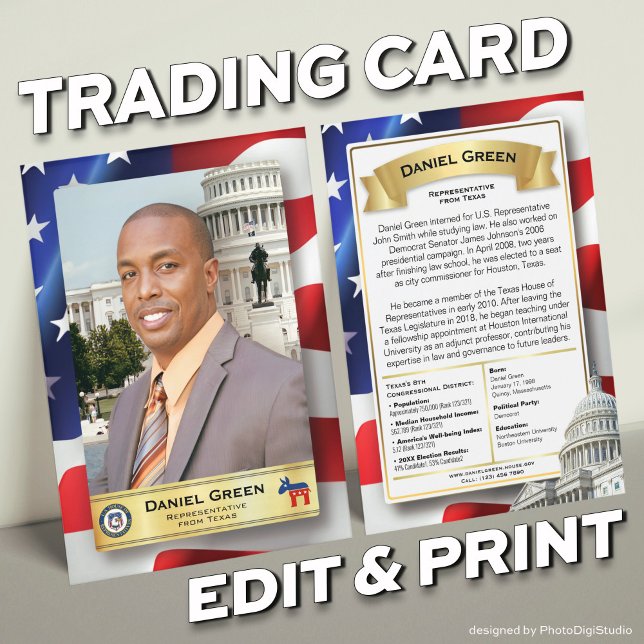 Démocrate Congrès des États-Unis Cartes de commerc (United States Congress Trading Cards for Democrats, Gold Trading Card)