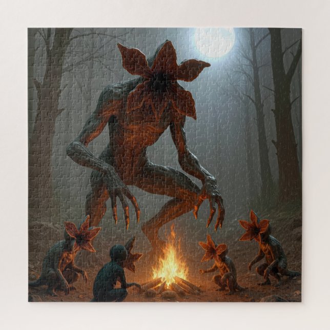 Demogorgon Creatures Gathering Around a Campfire (Vertikal)