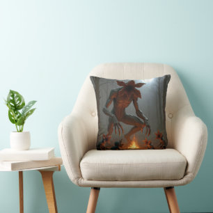 Demogorgon-Kreaturen um ein Lagerfeuer Kissen