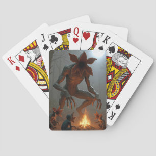 Demogorgon-Kreaturen um ein Lagerfeuer Spielkarten