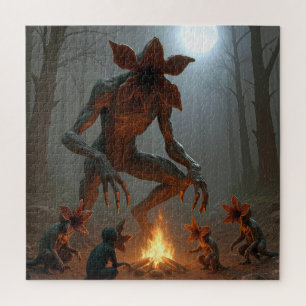Demogorgon-Kreaturen versammeln sich um ein Lagerf