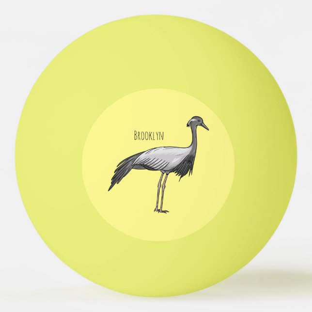 Demoiselle crane bird cartoon illustration tischtennisball (Vorderseite)