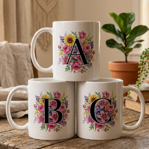 Demoiselle d'honneur   Mug Cadeau Fleur Monogramme