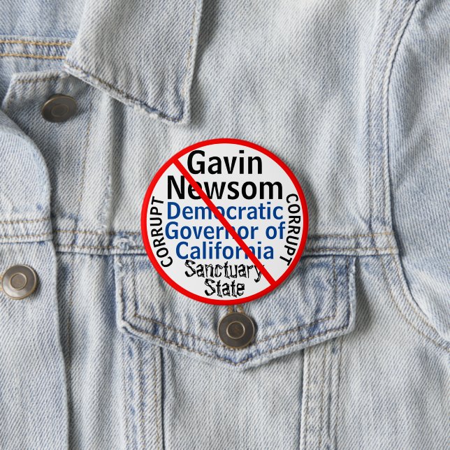 Demokrat Gavin Newsom Gouverneur der CA Button (Beispiel)