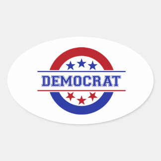 Demokrat Stempel Logo Blau Ovaler Aufkleber