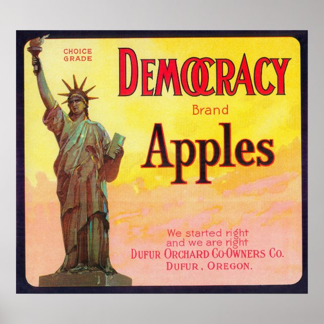 Demokratie - Apple Crate LabelDufur Poster (Vorne)