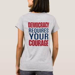 Demokratie braucht Mut   Red Blue   Rückseite T-Shirt