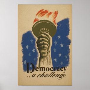 Demokratie Eine Herausforderung Vintage WPA Poster