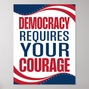 Demokratie erfordert Mut Flagge Poster
