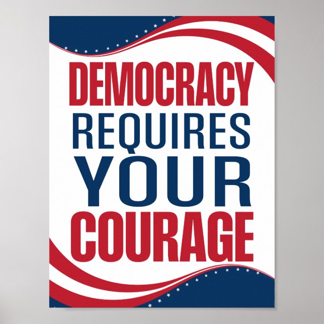 Demokratie erfordert Mut | Flagge | Poster (Vorne)