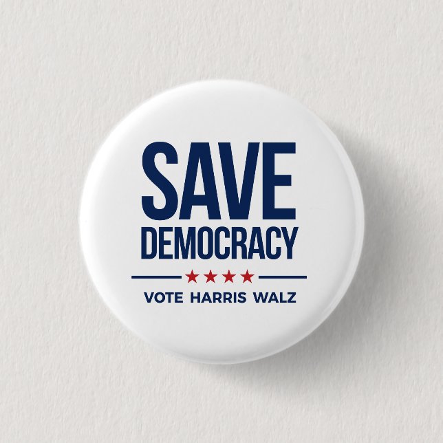 DEMOKRATIE gerettet - Abstimmung Harris Walz Button (Vorderseite)