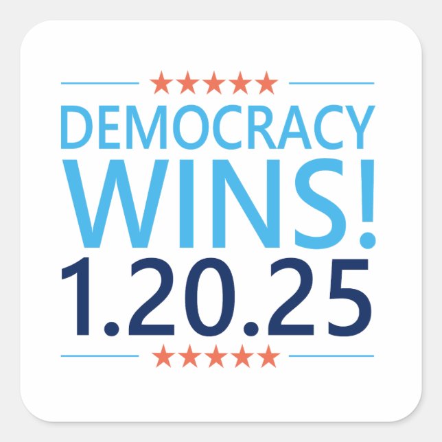 Demokratie gewinnt Kamala Harris 1,20,25 Quadratischer Aufkleber (Vorderseite)