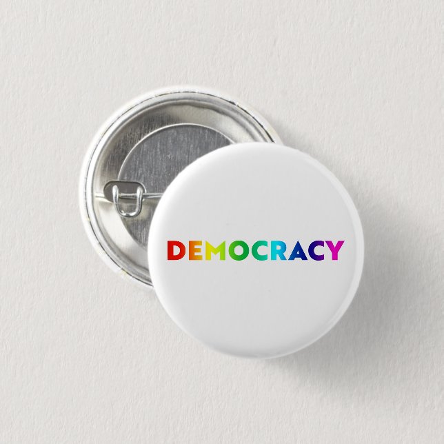 Demokratie Regenbogengradition Typografie Schuldst Button (Vorne & Hinten)