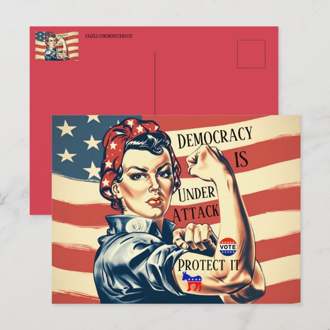 Demokratie/ Schutz vor Postkarte (Vorne/Hinten)