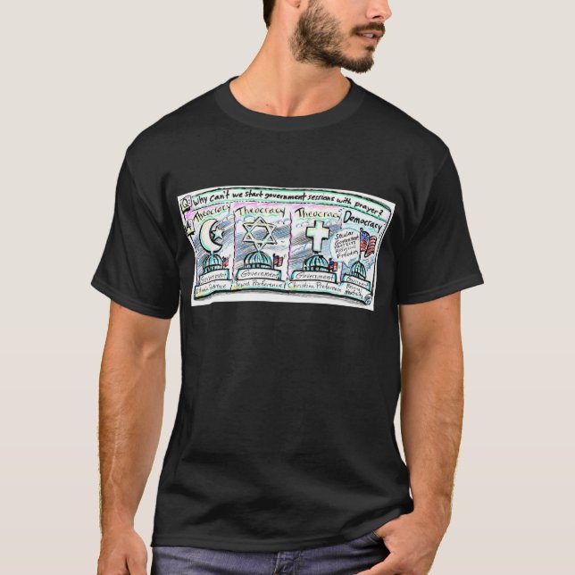Demokratie über Theokratie T-Shirt (Vorderseite)