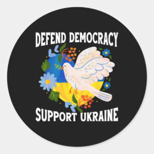 Demokratie verteidigen Ukraine unterstützen Für Ze Runder Aufkleber