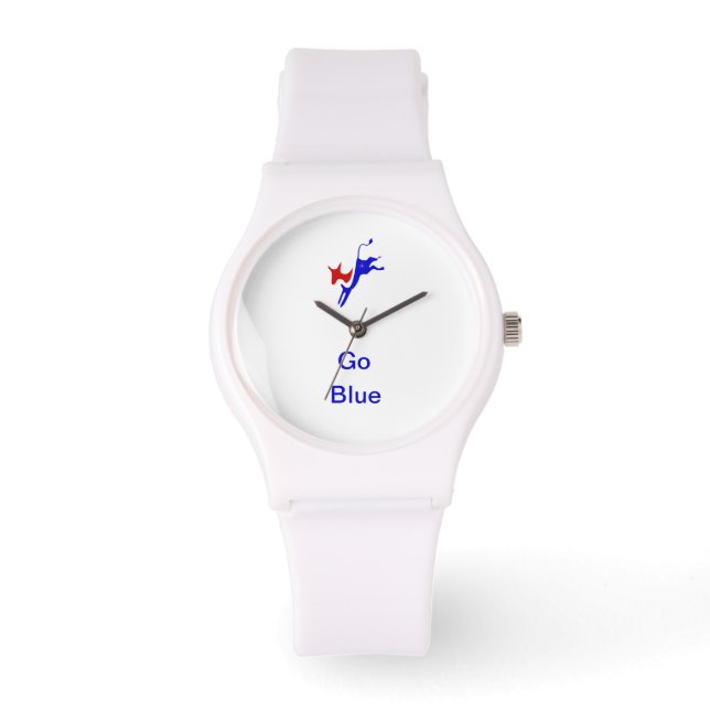 Demokratische Donkey & Go Blue White Watch Armbanduhr (Vorderseite)