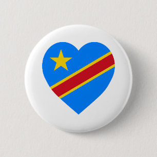 Demokratische Republik-Flaggen-Herz des Kongos Button