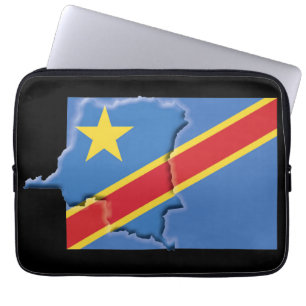 DEMOKRATISCHE REPUBLIK KONGO Flag Karte BLACK Laptopschutzhülle