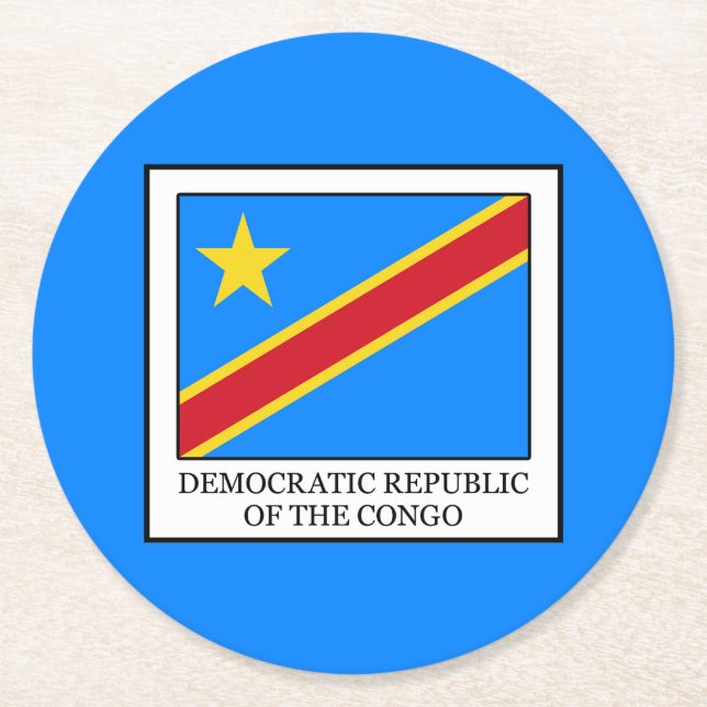 Demokratische Republik Kongo Runder Pappuntersetzer (Vorderseite)
