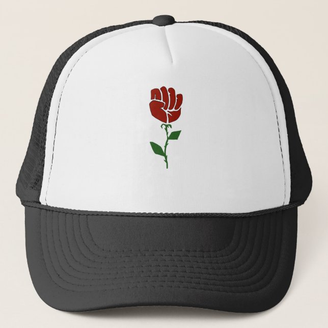 Demokratische sozialistische Rose Truckerkappe (Vorderseite)
