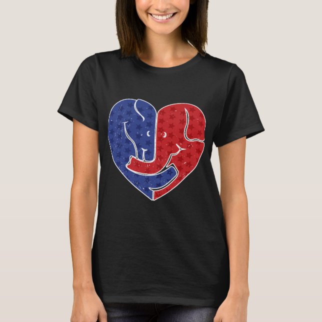 Demokratischer Donkey-Republikaner Elephant T-Shirt (Vorderseite)