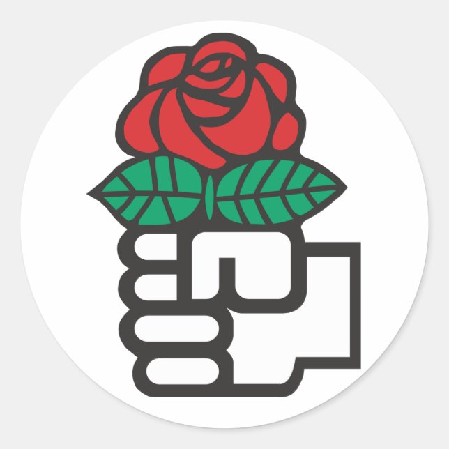 Demokratischer Sozialismus (Das Faust- und das Sym Runder Aufkleber (Vorderseite)