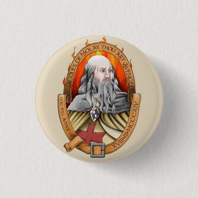 Demolay Tausendkunst Jacques avenged Button (Vorderseite)