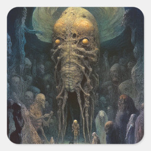 Demon Alien Underworld Creature Quadratischer Aufkleber