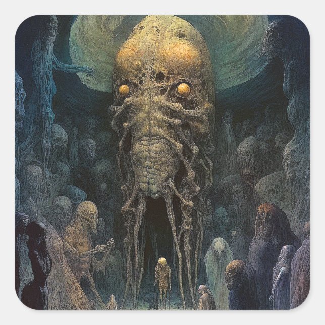 Demon Alien Underworld Creature Quadratischer Aufkleber (Vorderseite)