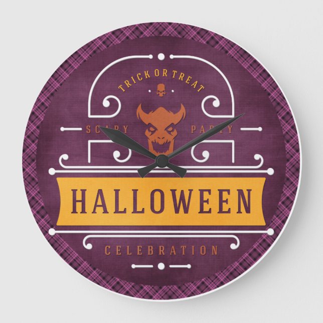 Demon Beängstigend Halloween-Party Große Wanduhr (Vorderseite)