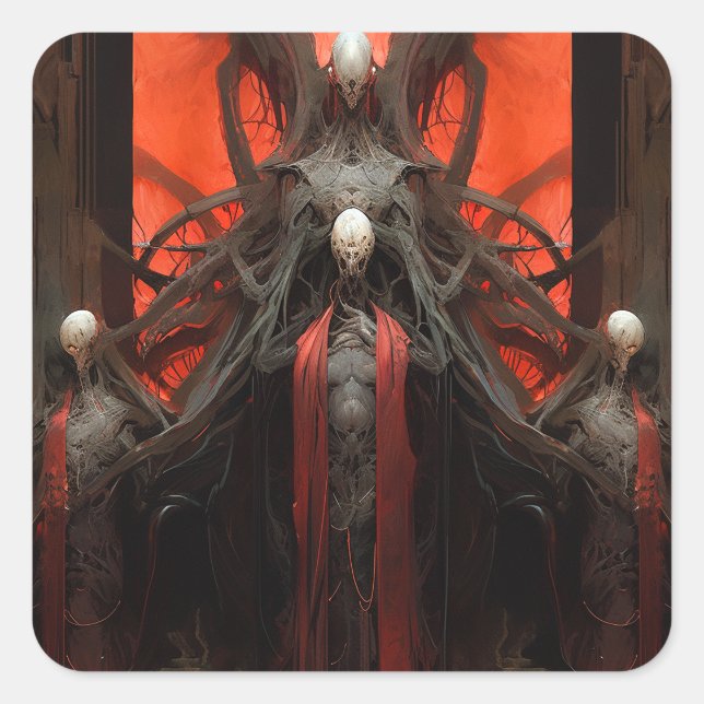 Demon Creatures Dark Fantasy Horror Quadratischer Aufkleber (Vorderseite)