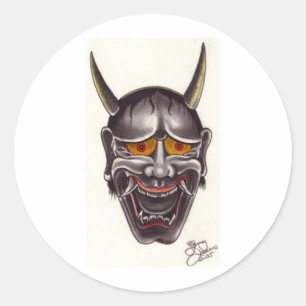 Demon Face Runder Aufkleber