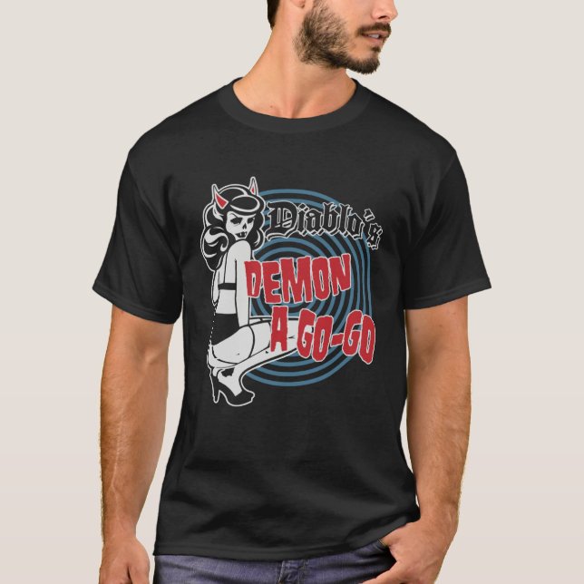 DEMON GO GO PINUP KILLER HALLOWEEN UNDEAD RETRO HO T-Shirt (Vorderseite)