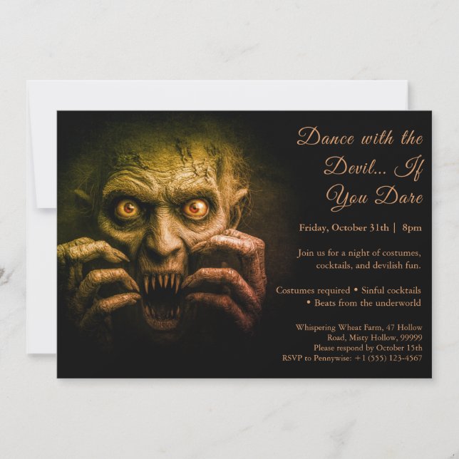 Demon Night Halloween Costume Fête Invitation (Devant)