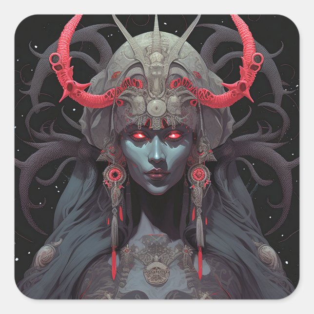 Demon Queen Fantasy Art Quadratischer Aufkleber (Vorderseite)