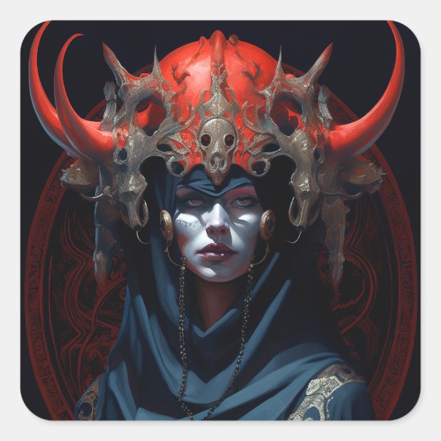 Demon Queen Fantasy Art Quadratischer Aufkleber (Vorderseite)