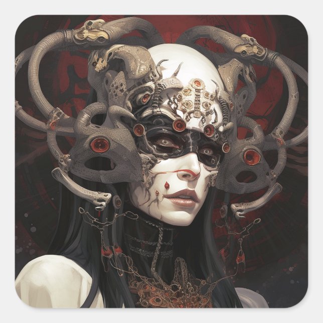Demon Queen Fantasy Art Quadratischer Aufkleber (Vorderseite)
