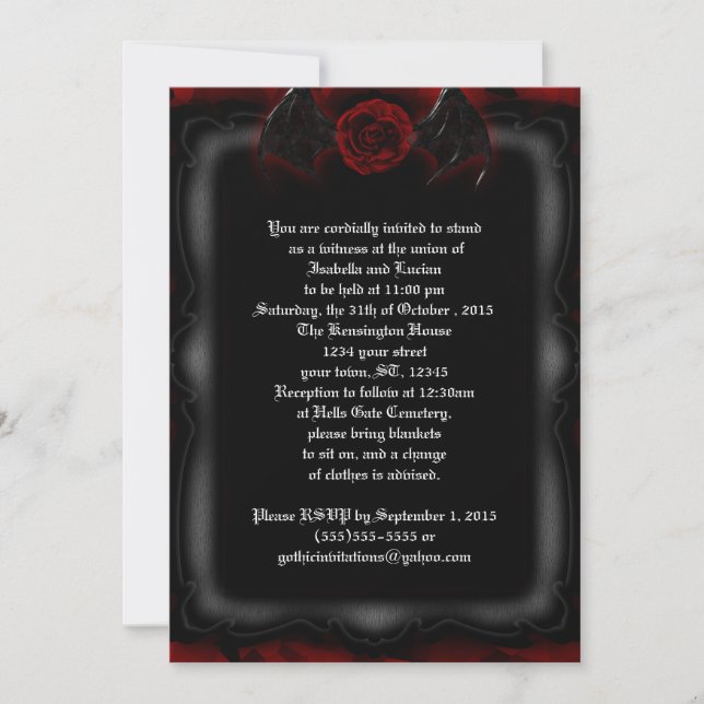 Demon Rose Gerahmt Goth Wedding Einladungen (Vorderseite)