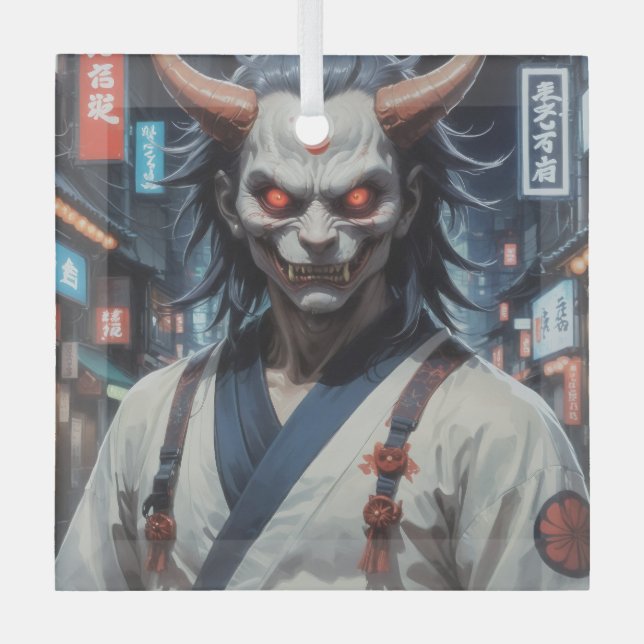 Demon Samurai Ornament Aus Glas (Vorderseite)