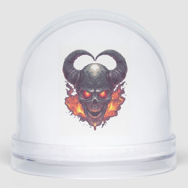 Demon Skull Firestorm Schneekugeln (Vorderseite)
