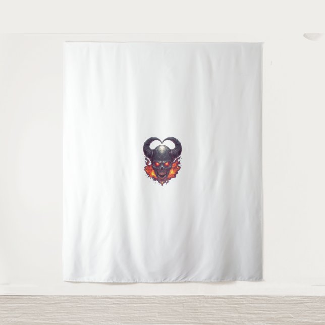 Demon Skull Firestorm Wandteppich (Vorderseite)