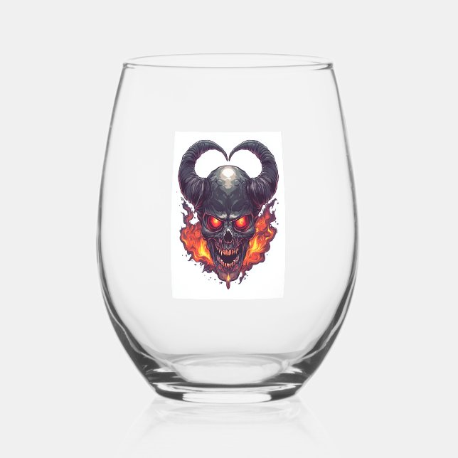 Demon Skull Firestorm Weinglas Ohne Stiel (Vorderseite)