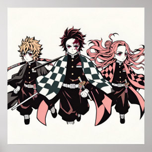 Demon Slayer Tanjiro, Nezuko, Zenitsu Poster