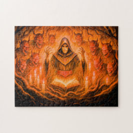Demon summoner mage in oil painting