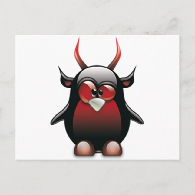 Demon Tux (Linux Tux) Postkarte (Vorderseite)