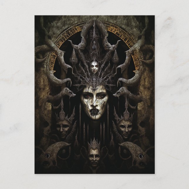 Demon Woman Monster Horror Art Postkarte (Vorderseite)