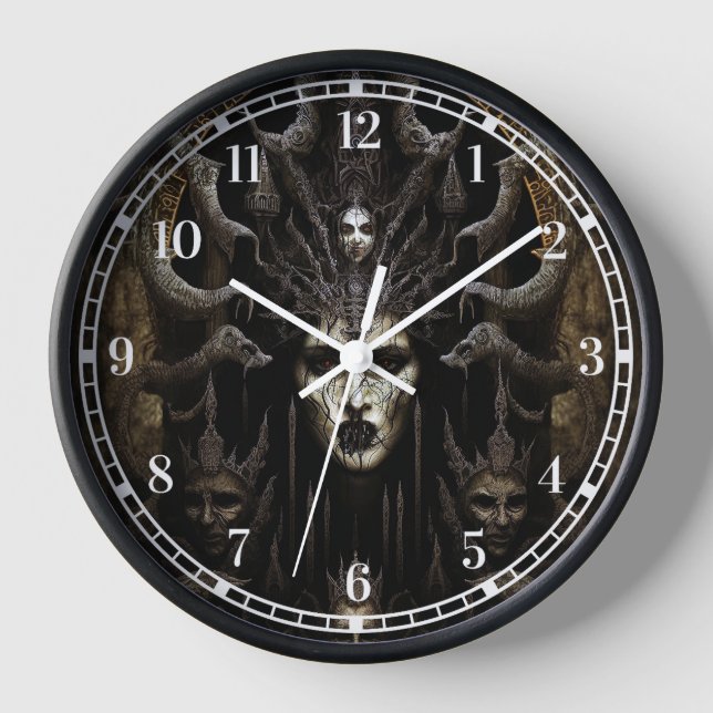 Demon Woman Monster Horror Art Uhr (Vorderseite)