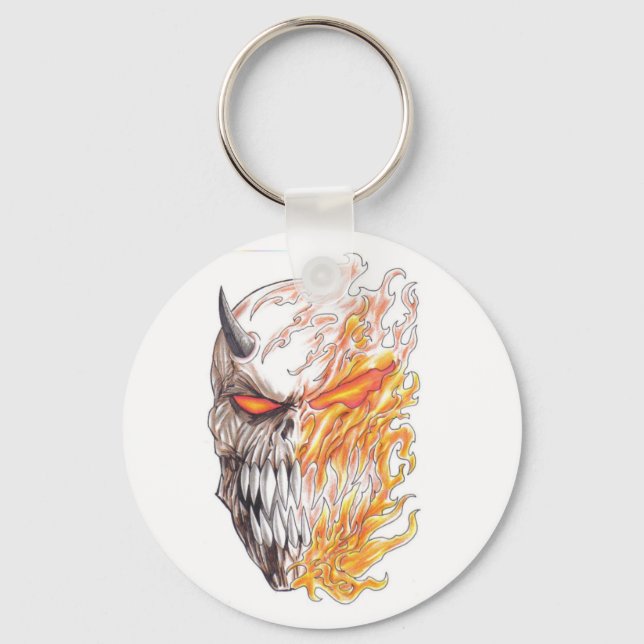 Demonic Art Head Drawing Keychain Schlüsselanhänger (Vorderseite)